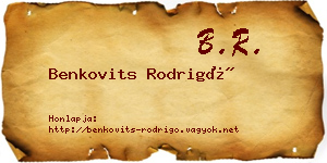 Benkovits Rodrigó névjegykártya